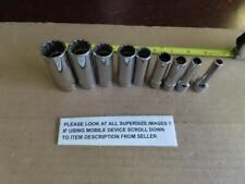 SNAP ON TOOLS 9 PC DEEP SOCKET SET 3/8" DR 12 PT  1/4" TO 3/4"  NICE SET for sale  Shipping to South Africa