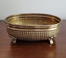 Vtg Hammered Dot Pattern Solid Brass Planter-Vase W/ Feet-BOHO-GARDEN for sale  Shipping to South Africa