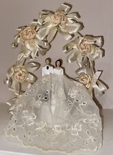 Usado, Decoração de bolo de casamento vintage 1950 off white morena noivo flores de pêssego  comprar usado  Enviando para Brazil