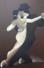 PEQUENA PINTURA A ÓLEO ESPANHOLA DE DANÇARINOS DE TANGO NOSTALGIAS POR CURCHI 2009 P123 comprar usado  Enviando para Brazil