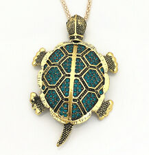 Colar/broche longo pingente tartaruga cristal azul moda comprar usado  Enviando para Brazil