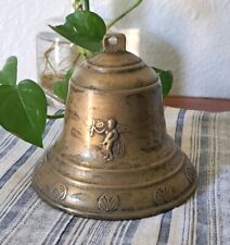 Campana Grande Bronce Antiguo Querubín Ángel Iglesia Pátina Rústica Única segunda mano  Embacar hacia Argentina