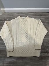 Vtg 90s  Aran Isles 100% Wool Fisherman Cable Knit Sweater Made in Ireland Sz L for sale  Shipping to South Africa