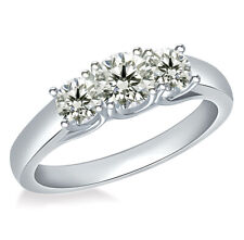 3 Stone 2.51Ct Vvs1: +Near White Round Moissanite Diamond Engagement Silver Ring for sale  Shipping to South Africa