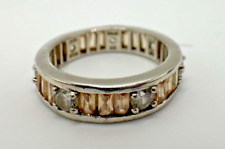Silver, Brown & White CZ Eternity Band Ring 5.91g Size 9.75 for sale  Shipping to South Africa