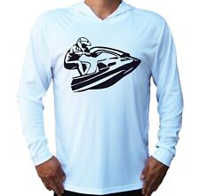 Jet Ski Water Sport Sun Protected UPF 50 Long Sleeve T-Shirt Hood Boat Beach for sale  Shipping to South Africa