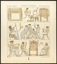 1890 - Muebles Grecorromana - Silla, Trono, Taburete, Banquettes. Litografía, usado segunda mano  Embacar hacia Argentina