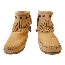 NWOT Minnetonka Womens Double Fringe Side Zip Boot Tan Size 9, used for sale  Shipping to South Africa