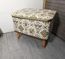 Vintage Mid Century Retro Sewing Storage Box Ottoman/Foot Stool Wood Legs for sale  Shipping to South Africa
