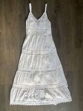 Vestido maxi sol Me 2 Magic branco crochê forrado algodão em camadas Cottagecore tamanho M comprar usado  Enviando para Brazil