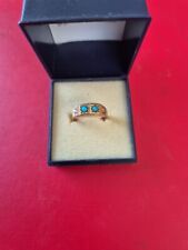 15ct Hallmarked Turquoise And Pearl Ring Birmingham SIZE Approx P, used for sale  Shipping to South Africa