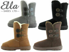 Ladies Ella Winter Boots Womens Faux Fur Sheepskin Mid Calf Button Warm Booties for sale  Shipping to South Africa