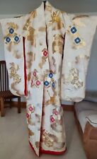 Vintage Embroidered Silk Uchikake Wedding Kimono With Golden Crane Detail for sale  Shipping to South Africa
