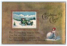 Cartão postal antigo não publicado bola de neve gigante menino de Natal carro de inverno c1910 comprar usado  Enviando para Brazil