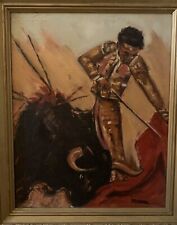 Vintage Abstract Original Oil Painting Sgined Bullfighter Matador - Gift idea, brukt til salgs  Frakt til Norway