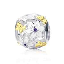 Brazalete Bamoer European S925 Plata Dije Esmaltado Flores y Mariposas segunda mano  Embacar hacia Argentina