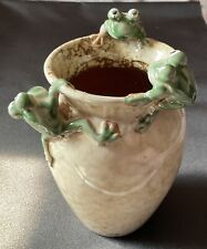 Pottery  Vase With Green Frogs for sale  Shipping to South Africa