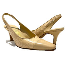 Usado, Sapatos Salvatore Ferragamo Feminino Vintage Salto Alto Bege Tamanho 5 comprar usado  Enviando para Brazil