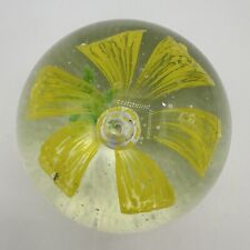 Usado, Vidrio artístico soplado a mano de colección burbuja controlada con flores amarillas segunda mano  Embacar hacia Mexico