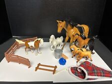 PLASTIC TOY HORSES LOT of 7 Vintage  Horses and Fences- Magnetic Mouth Eats for sale  Shipping to South Africa