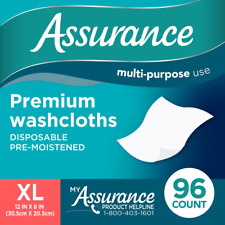 Toalhas de banho Assurance Premium descartáveis pré-umedecidas para adultos XL 12"x8" 96CT comprar usado  Enviando para Brazil