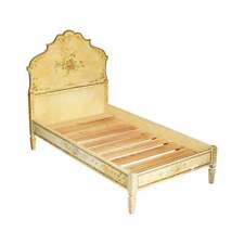 ANTIQUE FRENCH HAND PAINTED ORNATELY DECORATED BED FRAME IN OAK PINE SLATS for sale  Shipping to South Africa