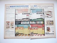Refrigerador Westinghouse 1956 década de 1950 decoración de cocina blanco amarillo anuncio impreso de 2 páginas segunda mano  Embacar hacia Argentina