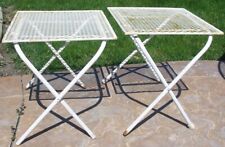 2 Vtg MCM Metal Mesh Outdoor Patio Folding Side Drink Table Plant Stand Chippy, used for sale  Shipping to South Africa