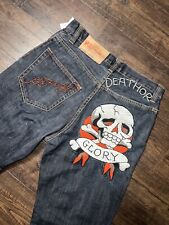 Ed Hardy  Vintage Jeans Size 30 Denim Death Before Dishonor Distressed for sale  Shipping to South Africa