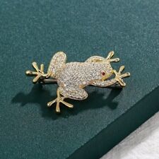 1.50Ct Round Cut Simulated Diamond Frog Brooch Pin 14K Yellow Gold Plated for sale  Shipping to South Africa