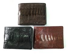 Genuine Ostrich Leg Skin Leather Men's Bifold Wallet Brown, Red Brown, Black, used for sale  Shipping to South Africa