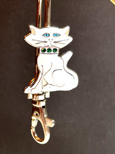 White Cat enamel key finder purse hook, White Cat with Blue Eyes for sale  Shipping to South Africa