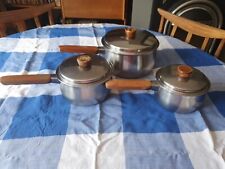 Used, Prestige Lifetime Saucepan Set Of 3 Stainless Steel Copper Bottom Wooden Handles for sale  Shipping to South Africa