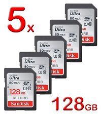 LOTE 5x Cartão de Memória SanDisk Ultra 128GB SDXC UHS-I até 80MB/s (SDSDUNC-128G) comprar usado  Enviando para Brazil