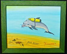 DOLPHIN DIVE BUDDY ORIGINAL OIL PAINTING SCUBA DIVING FRAMED OCEAN ARTIST SIGNED for sale  Shipping to Canada