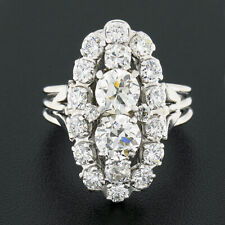 Vintage 18k White Gold 3.29ct European Diamond Elongated Oval & Tulip Sides Ring for sale  Montclair
