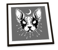 Quadro de metal preto lua de gato cinza IMPRESSÃO EMOLDURADA arte quadrada comprar usado  Enviando para Brazil