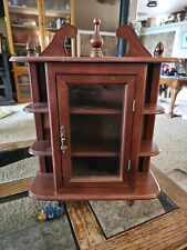 Vintage Curio Cabinet Wood Shelves Glass Door Footed Tabletop/Wall Hanging 17" for sale  Shipping to South Africa