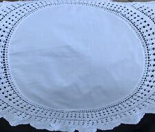 Gorgeous Large Vintage White Cotton Circular Deep Crochet  Edge Table Cloth for sale  Shipping to South Africa