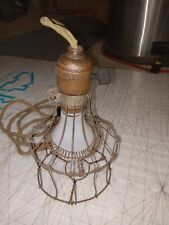 Antique 1909  Industrial Hanging Light & Wire Basket Cage w/Bottom Shield for sale  Shipping to South Africa