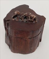 Caixa de bugigangas de madeira vintage elefantes tema decorativo colecionável usada, usado comprar usado  Enviando para Brazil