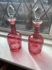 Bohemian cranberry decanters for sale  SOUTHPORT