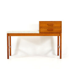 Retro Vintage Danish Teak Hallway Telephone Seat Table Bench Mid Century Modern, used for sale  Shipping to South Africa
