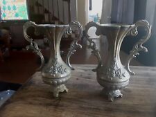 Lot of 2 Vintage Brass Made in Italy Ornate Floral Vases 5” for sale  Shipping to South Africa