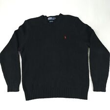 Suéter de Colección Polo Ralph Lauren Para Hombres Grande Negro Algodón Tejido Cuello Redondo Poni, usado segunda mano  Embacar hacia Argentina