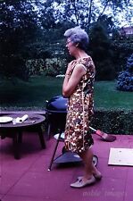 1967 Woman on Patio 1957-59 Weber Kettle Grill Kodachrome 35mm Color Slide for sale  Shipping to South Africa