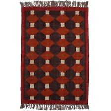 Reversible Rug Red Brown Wool & Jute Hand Woven Indoor Outdoor Carpet for sale  Shipping to South Africa