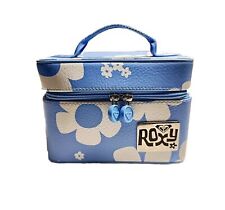 Bolsa de maquiagem Roxy estojo de trem cosmético anos 90 Y2K bagagem de viagem azul floral vintage rara, usado comprar usado  Enviando para Brazil