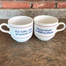 Set of 2 1980s Staffordshire Pottery Kiln Craft SOUP/CEREAL BOWLS German sayings for sale  Shipping to South Africa