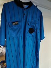 Used, Official Sports Size L Short Sleeve Soccer Referee Shirt Blue with Black Stripes for sale  Coarsegold